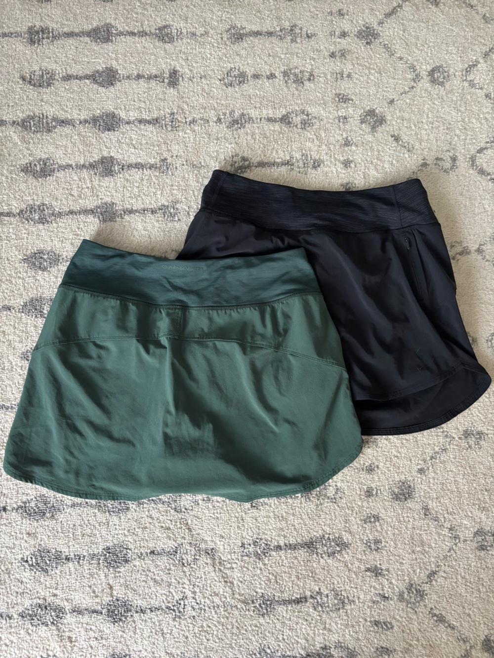 Outdoor Voices Black & Forest Green Athletic Skorts